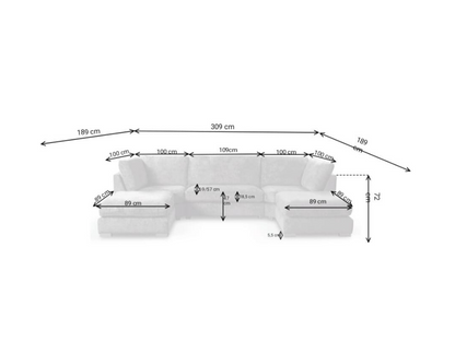 Brixton U Shaped Sofa Black