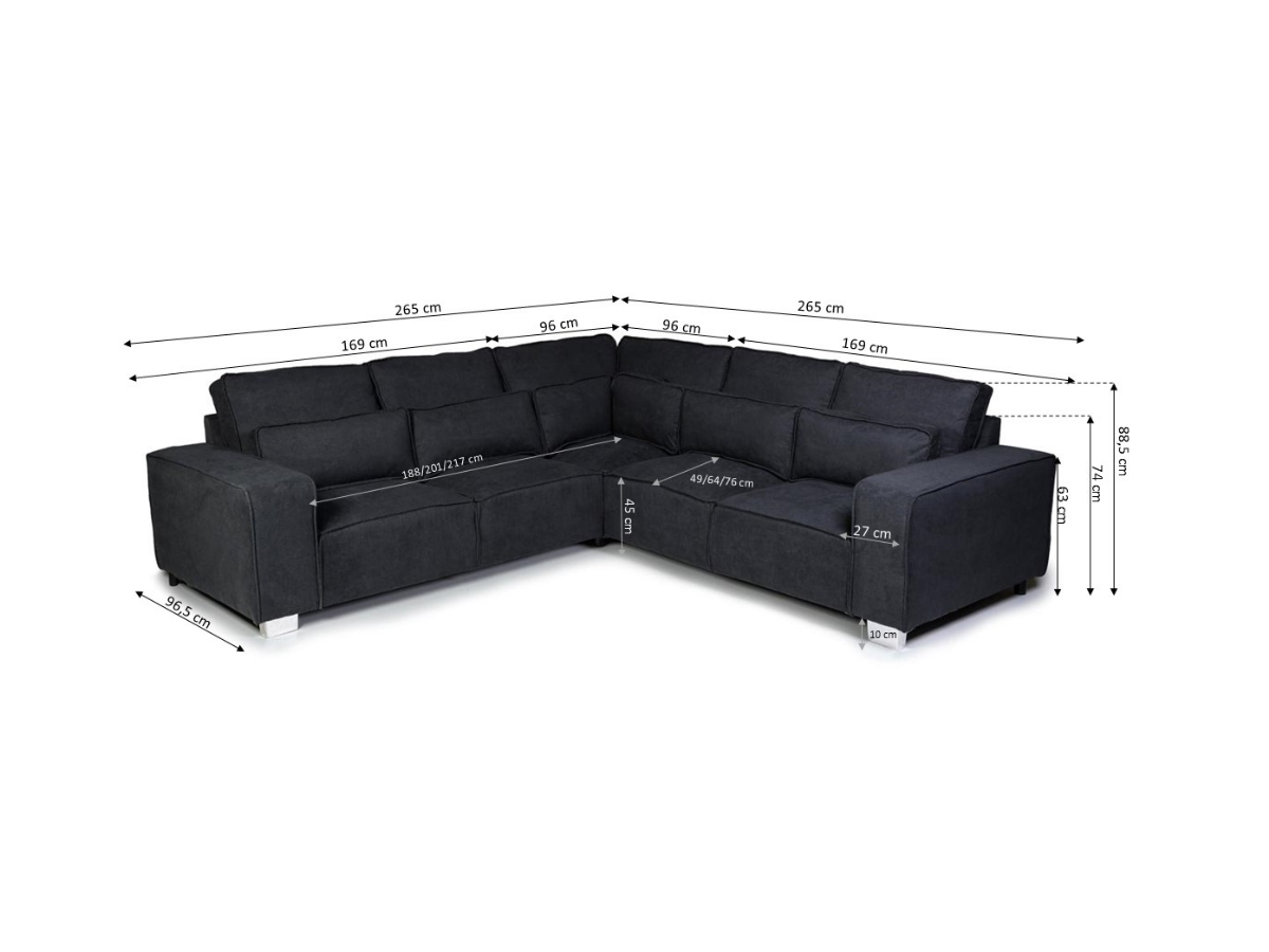Broadgate Corner Sofa Black Kensington Fabric
