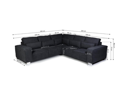 Broadgate Corner Sofa Black Kensington Fabric
