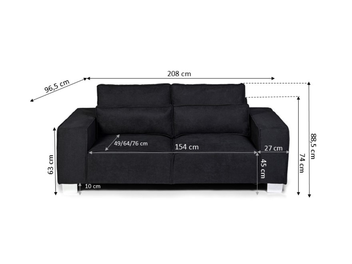 Broadgate 3+2 Sofa Set Black Kensington Fabric