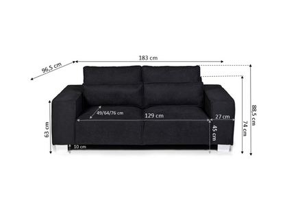 Broadgate 3+2 Sofa Set Black Kensington Fabric