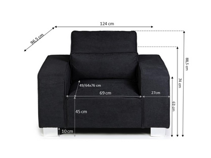 Broadgate Armchair with Cushion Black Kensington Fabric