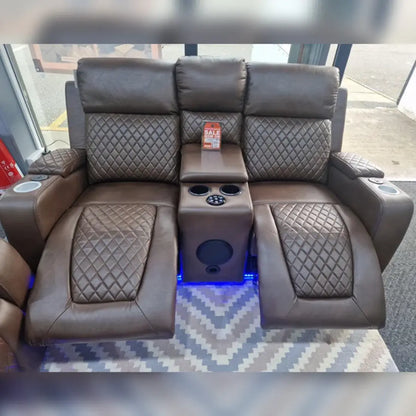 MNS Florida Music Electric Recliners 3+2 Seater Leather Sofa (Black, Grey) Blutooth Speakers/LED LIGHTS/USB CHARGER