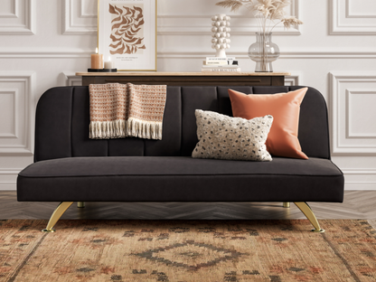 Burlington Sofa Bed Black Plush Velvet