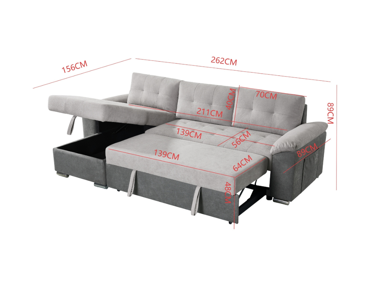Dover Corner Sofa Bed with Storage