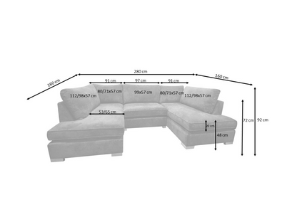 Soho Cream Small U Shaped Sofa in Dapple Fabric