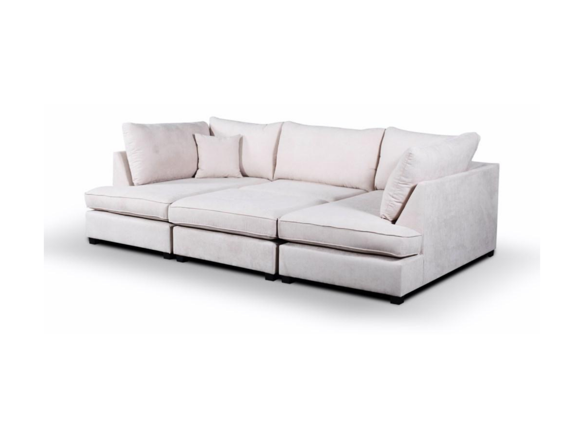 Carnaby Cream Small U Shaped Sofa with Footstool