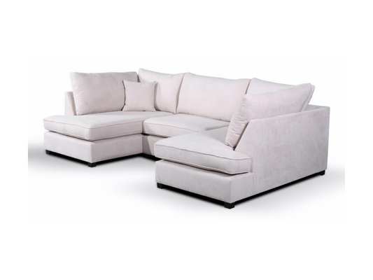 Carnaby Cream Small U Shaped Sofa with Footstool