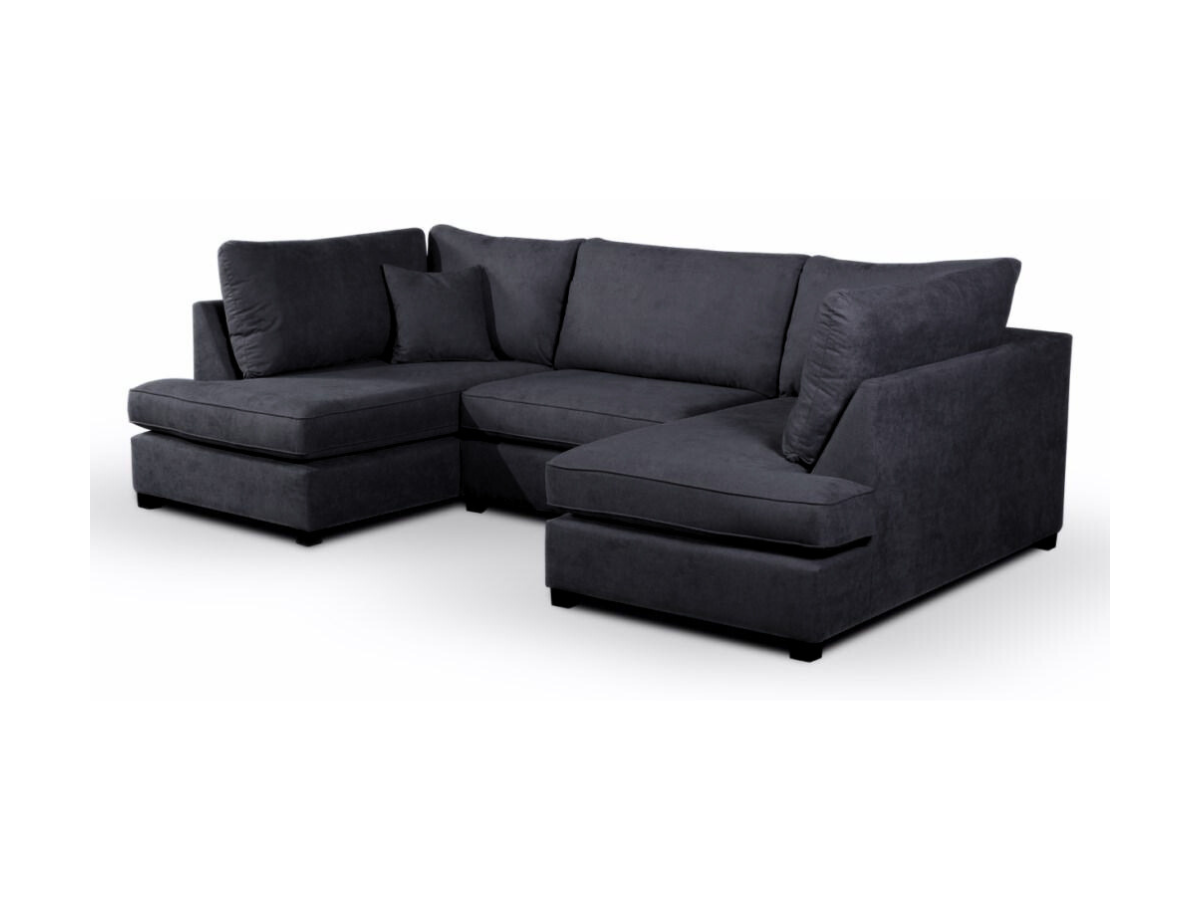 Carnaby Small U Shaped Sofa with Footstool Black