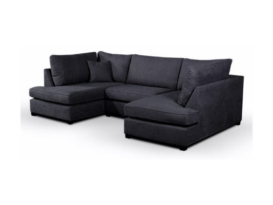 Carnaby Small U Shaped Sofa with Footstool Black