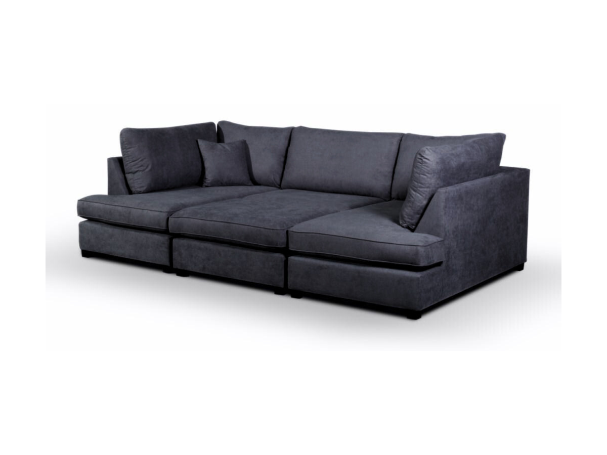 Carnaby Small U Shaped Sofa with Footstool Black