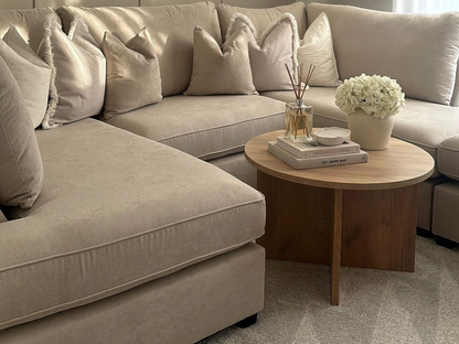 Carnaby Cream Small U Shaped Sofa with Footstool