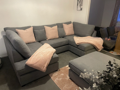 Carnaby Small U Shape Sofa with Footstool Grey