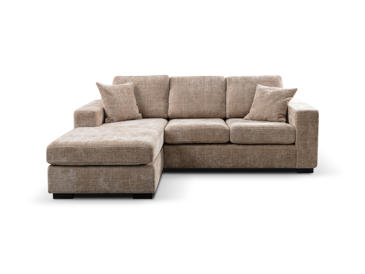 Chestnut Chaise Sofa Beige Enzo Fabric