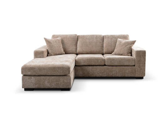 Chestnut Chaise Sofa Beige Enzo Fabric