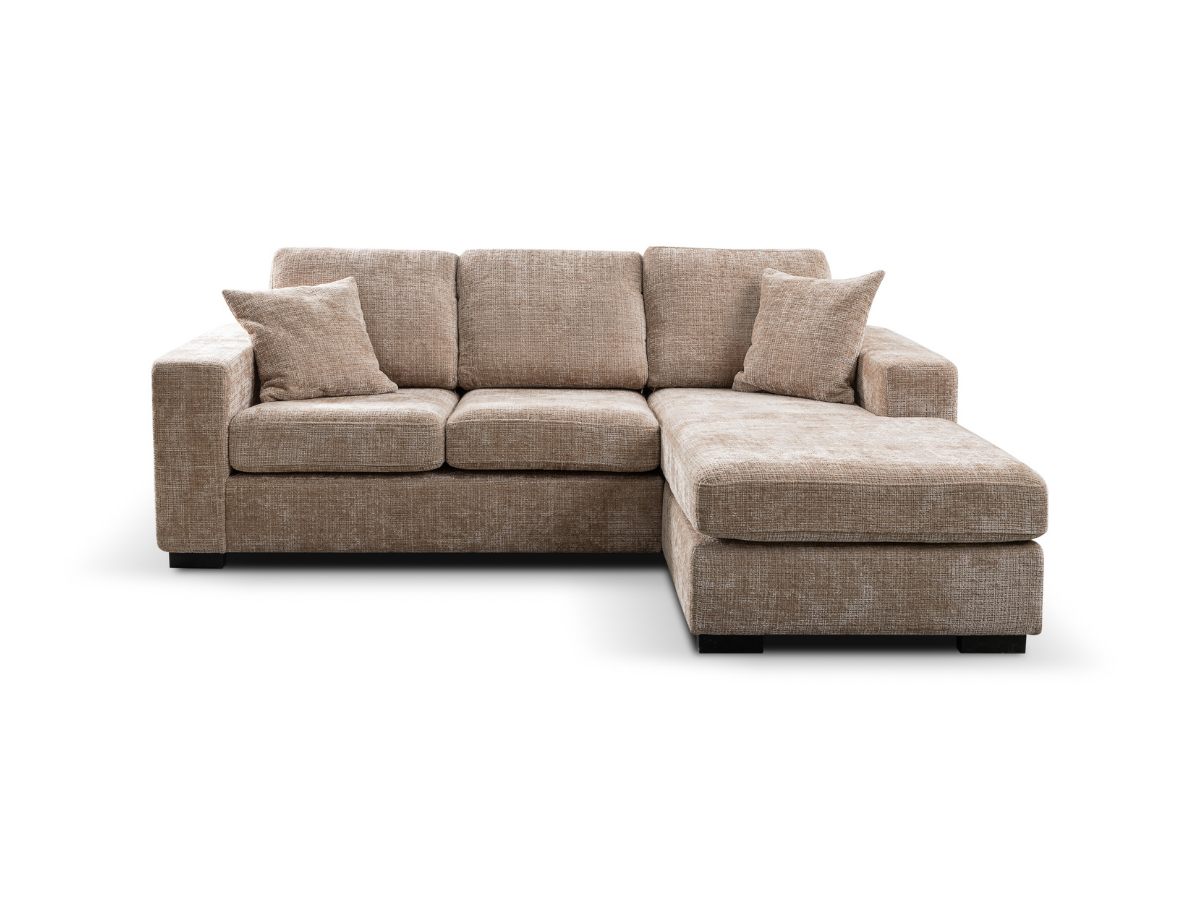 Chestnut Chaise Sofa Beige Enzo Fabric