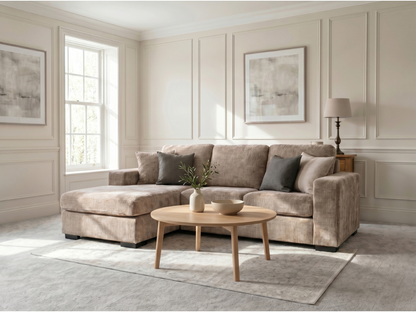 Chestnut Chaise Sofa Beige Enzo Fabric