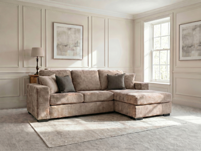 Chestnut Chaise Sofa Beige Enzo Fabric