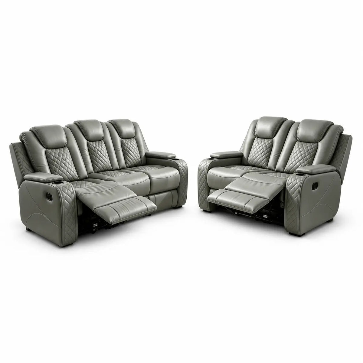 MNS Antalya 3+2 Seater Leather Recliner Sofa Set – Available in Black, Grey & Brown