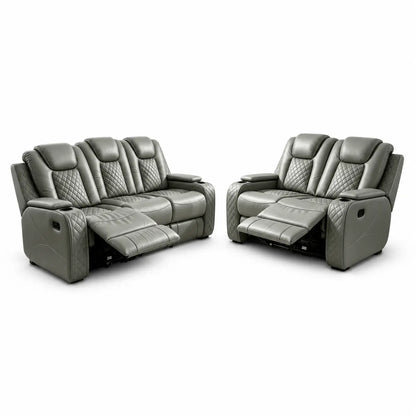 MNS Antalya 3+2 Seater Leather Recliner Sofa Set – Available in Black, Grey & Brown