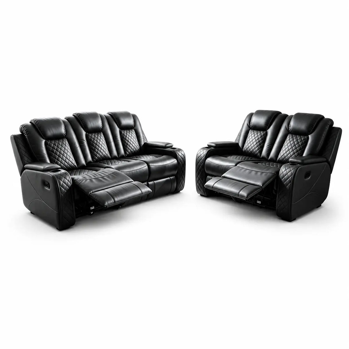 MNS Antalya 3+2 Seater Leather Recliner Sofa Set – Available in Black, Grey & Brown