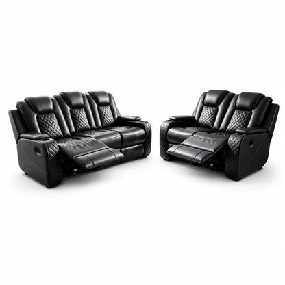 MNS Antalya 3+2 Seater Leather Recliner Sofa Set – Available in Black, Grey & Brown