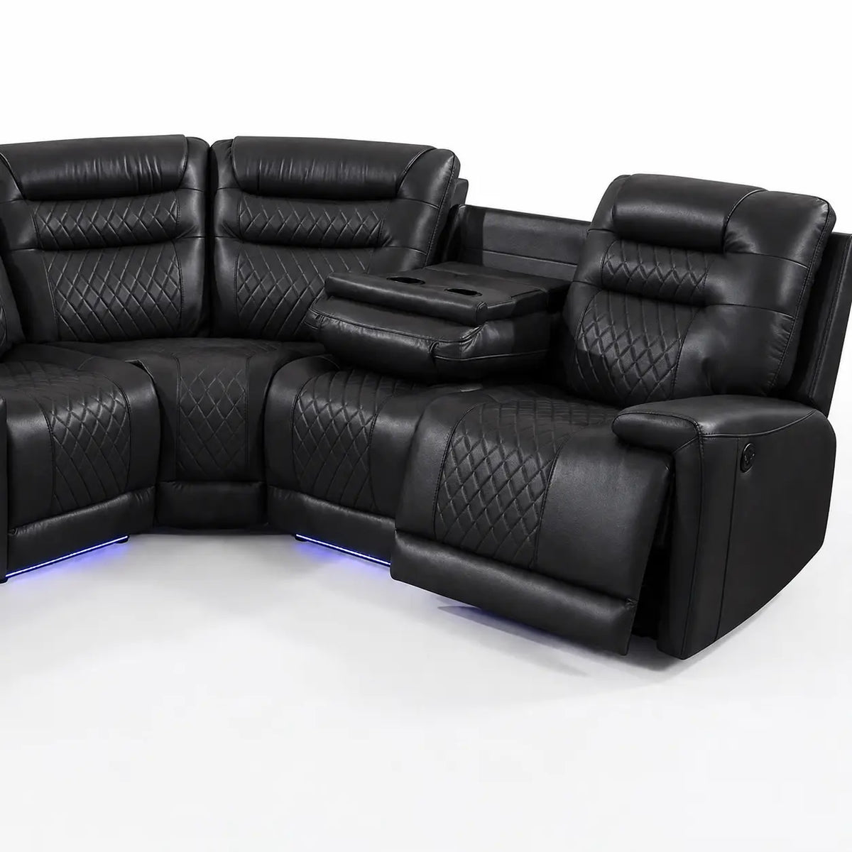 MNS Halifax Music Leather Electric Recliner Corner Sofa - Black, Grey or Brown
