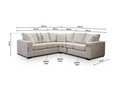 Chestnut Black Corner Sofa Enzo Fabric