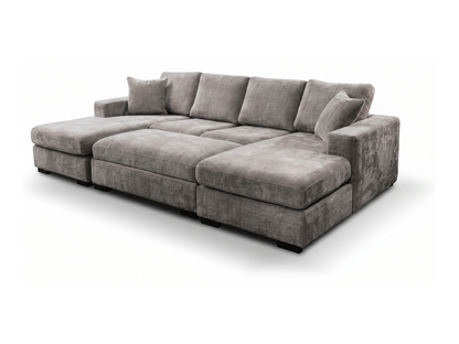 Chestnut U Shaped Sofa with Storage Footstool