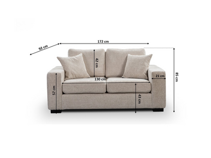 Chestnut 2 Seater Sofa Bed Cream Micro Fabric