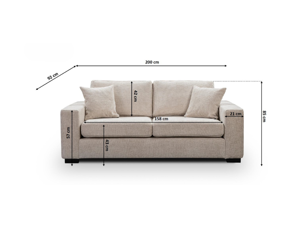 Chestnut 3 Seater Sofa Cream Enzo Fabric