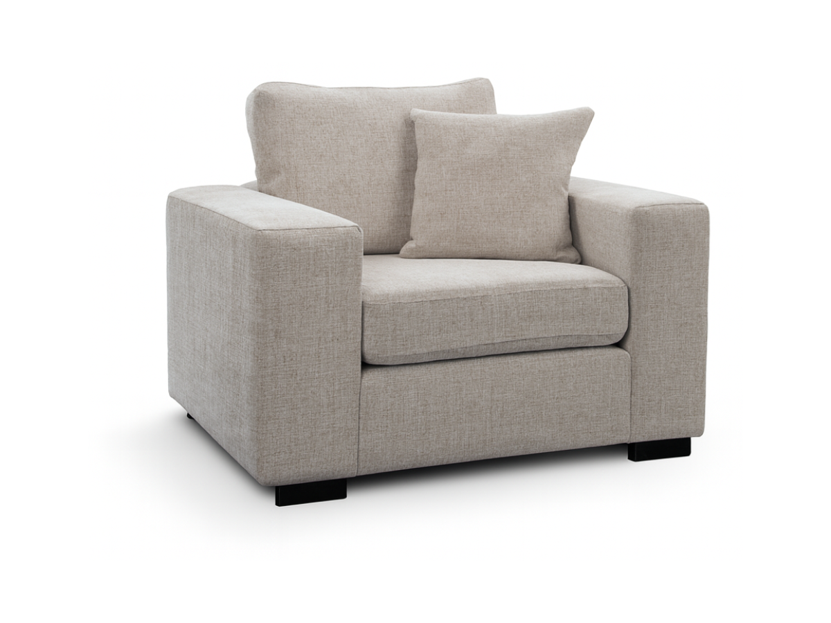 Chestnut Cream Armchair with Cushion Enzo Fabric