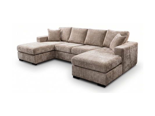 Chestnut U Shaped Sofa with Storage Footstool