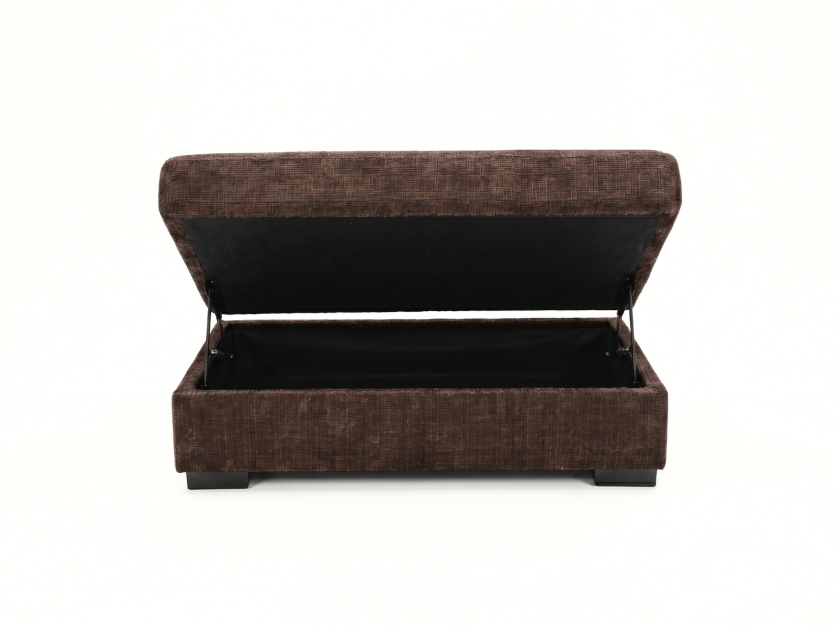 Chestnut U Shaped Sofa with Storage Footstool