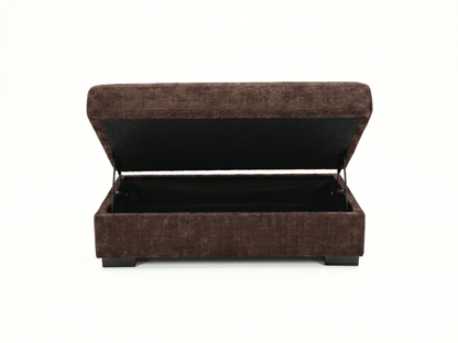 Chestnut U Shaped Sofa with Storage Footstool