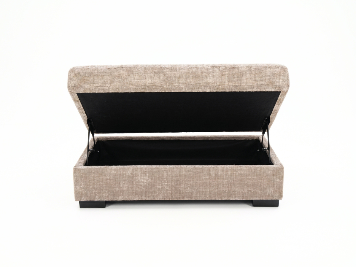 Chestnut U Shaped Sofa with Storage Footstool