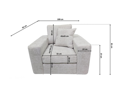 Chestnut Cream Armchair with Cushion Enzo Fabric