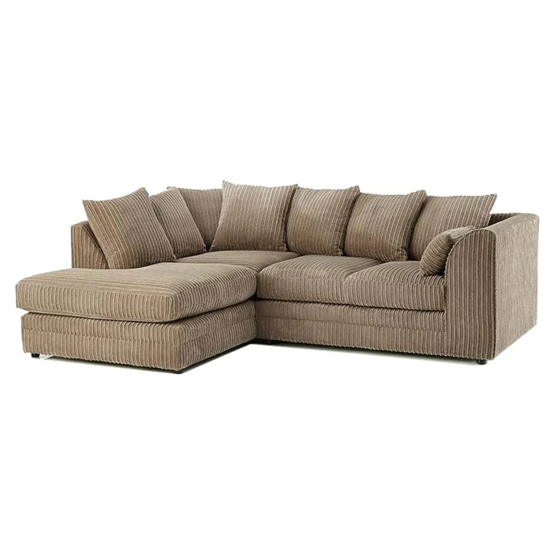 MNS Luxor Fabric Corner Sofa Grey | Soft Jumbo Cord 3-4 Seater Corner Sofa