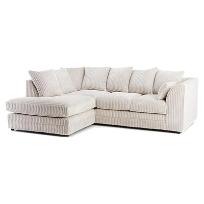 MNS Luxor Fabric Corner Sofa Grey | Soft Jumbo Cord 3-4 Seater Corner Sofa