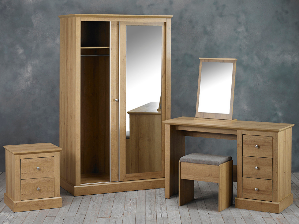 Devonshire Two Door Sliding Wardrobe with Mirror Oak