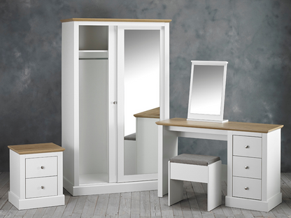 Devonshire Two Door Sliding Wardrobe with Mirror White