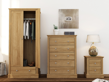 Devonshire Two Door Wardrobe with Drawer Oak