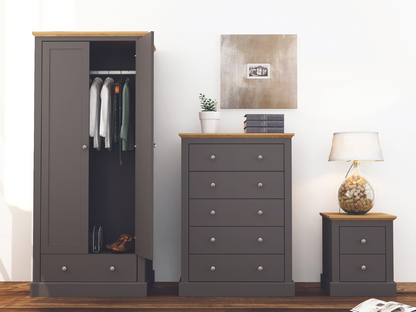 Devonshire Two Door Wardrobe with Drawer Charcoal