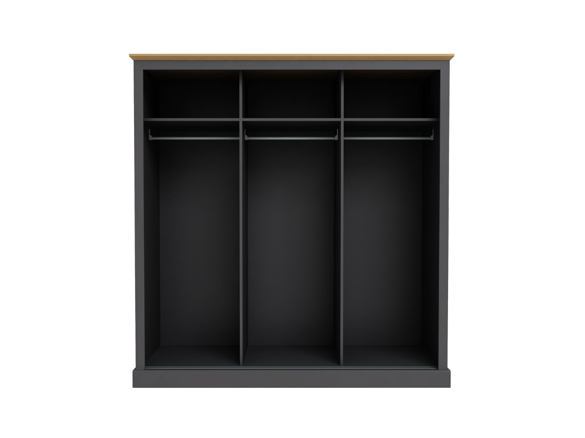 Devonshire Sliding Three Door Wardrobe Charcoal with Mirror