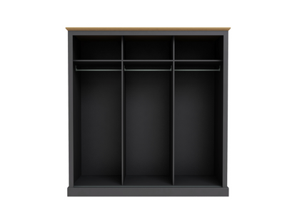 Devonshire Sliding Three Door Wardrobe Charcoal with Mirror