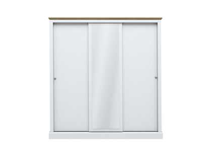 Devonshire Sliding Three Door Wardrobe White with Mirror