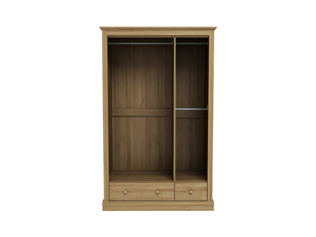 Devonshire Three Door Wardrobe with Two Drawer Oak
