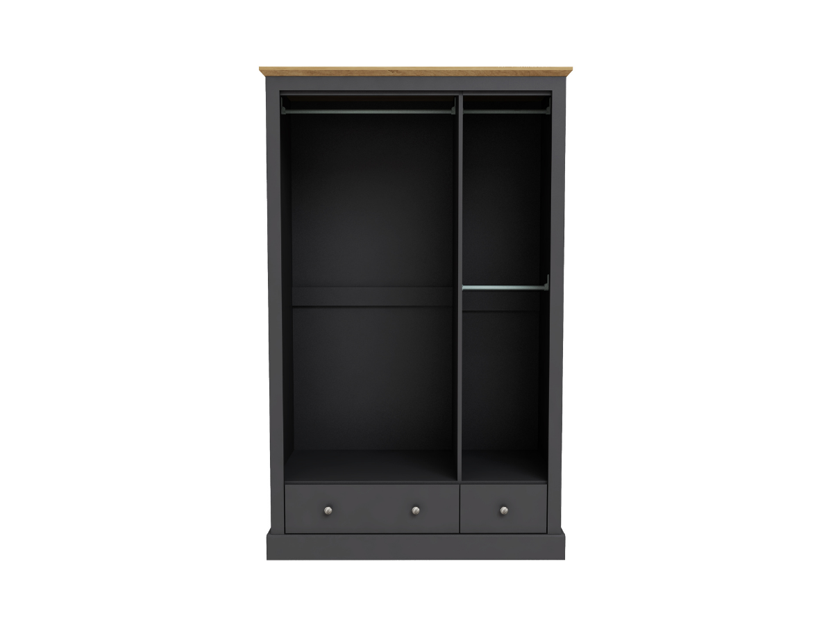 Devonshire Three Door Wardrobe with Two Drawer Charcoal