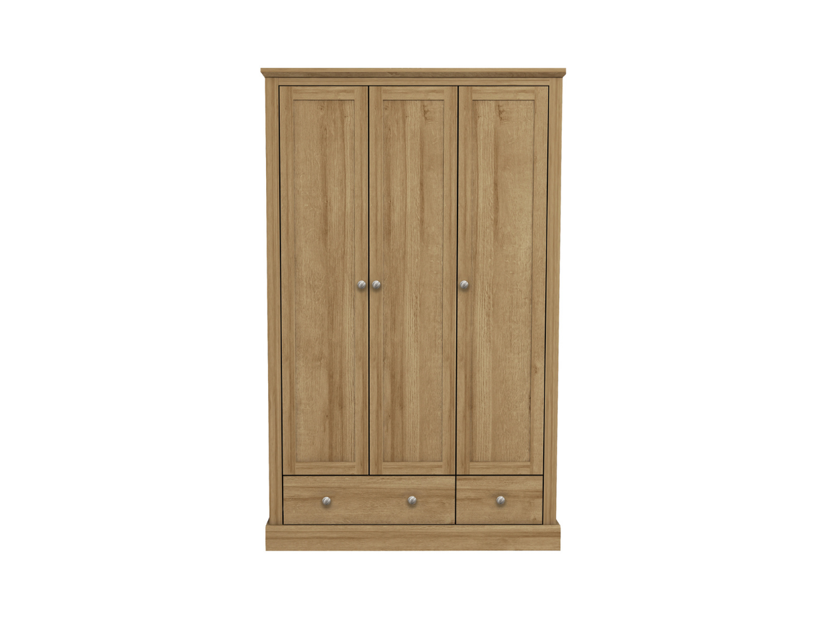 Devonshire Three Door Wardrobe with Two Drawer Oak