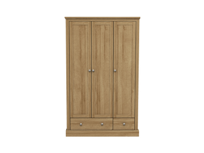 Devonshire Three Door Wardrobe with Two Drawer Oak